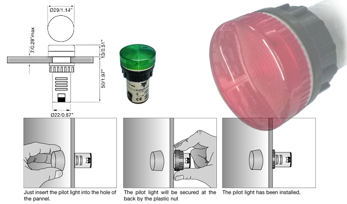 Cách lắp đặt và thông số kích thước đèn báo